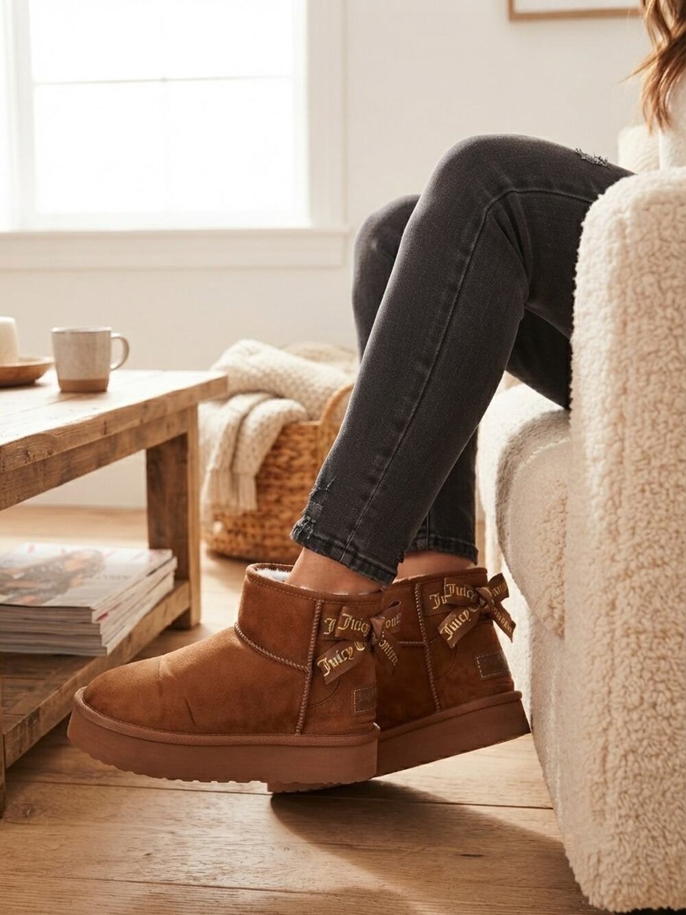 Juicy Couture Women's Olden Platform Booties | Brown Suede | Size 5 US Winter